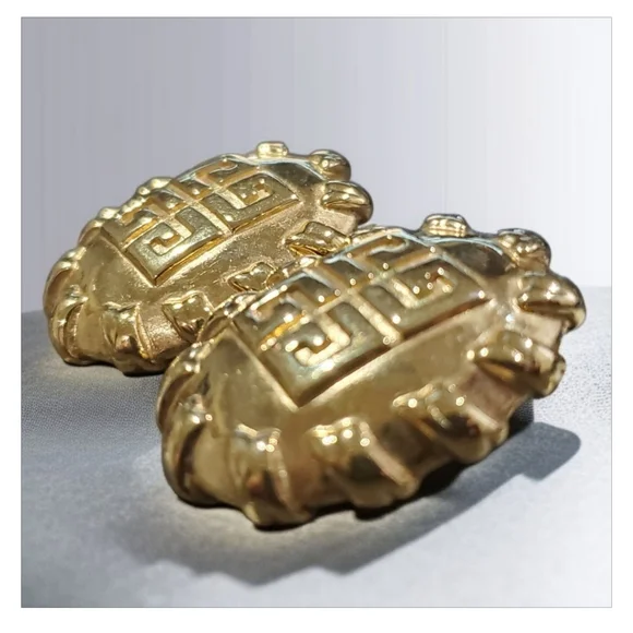 GIVENCHY Vintage 1980's Huge G Logo Clip-on Earrings New Old Stock - Picture 3 of 6